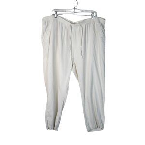Vintage Linen‎ Blend Cropped Wide Leg Pull on Pants Sz 2x Summer Cruise Beach